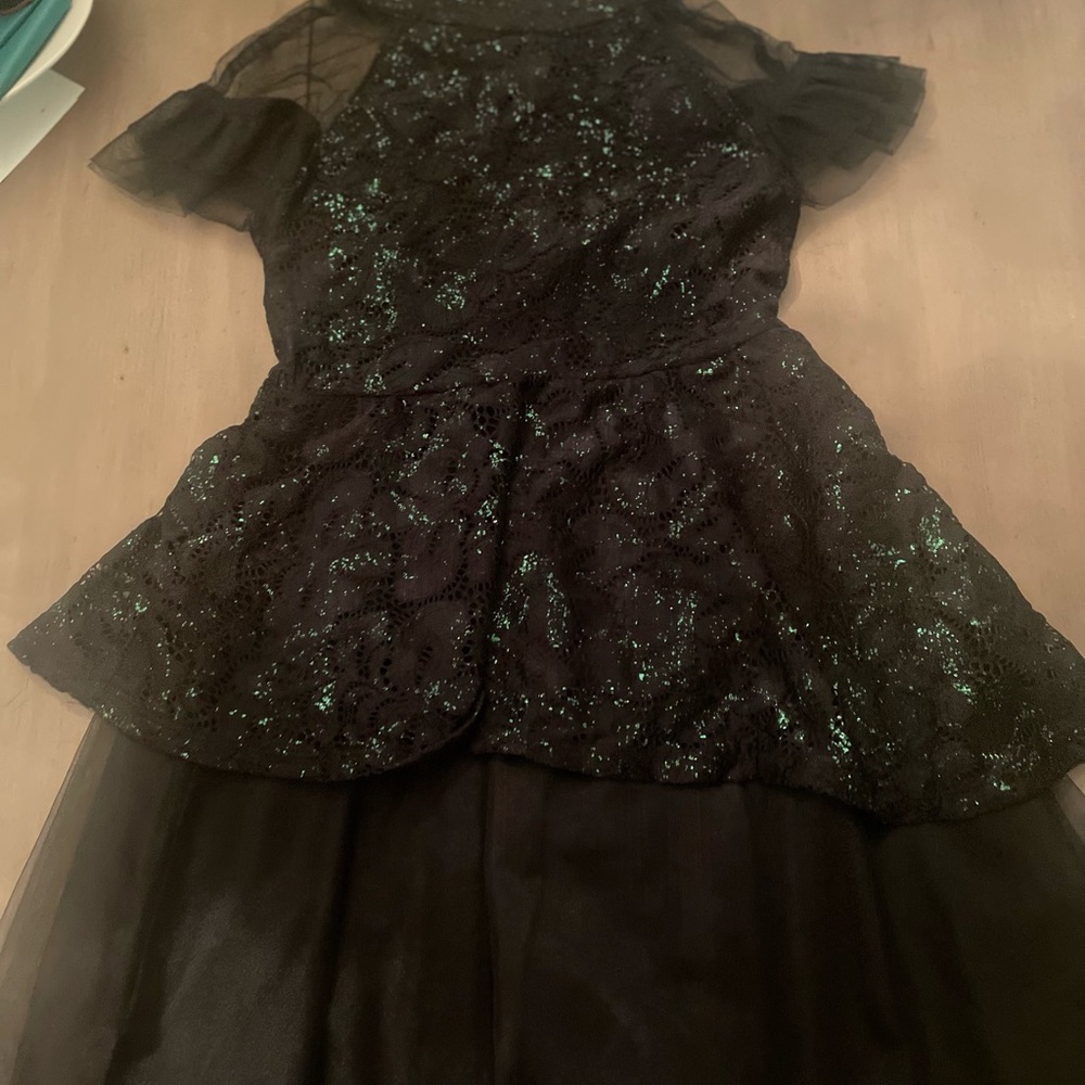 Wicked Girls Black Sparkle Peplum Tulle Party Dress Sz 8 - Picture 1 of 3